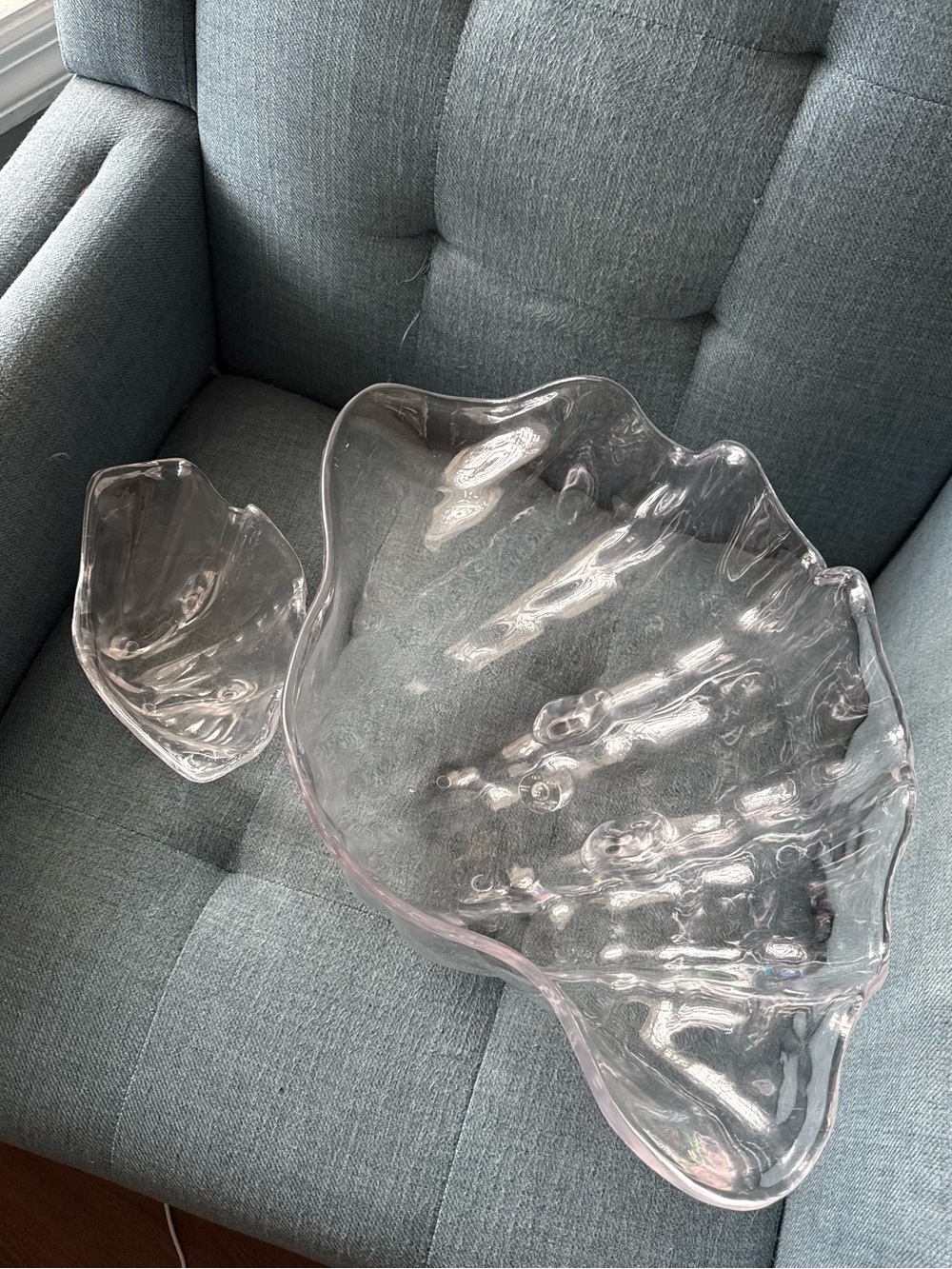 Set of 2 Vintage Clam Shell Bowls | Clear Acrylic Shell Bowls